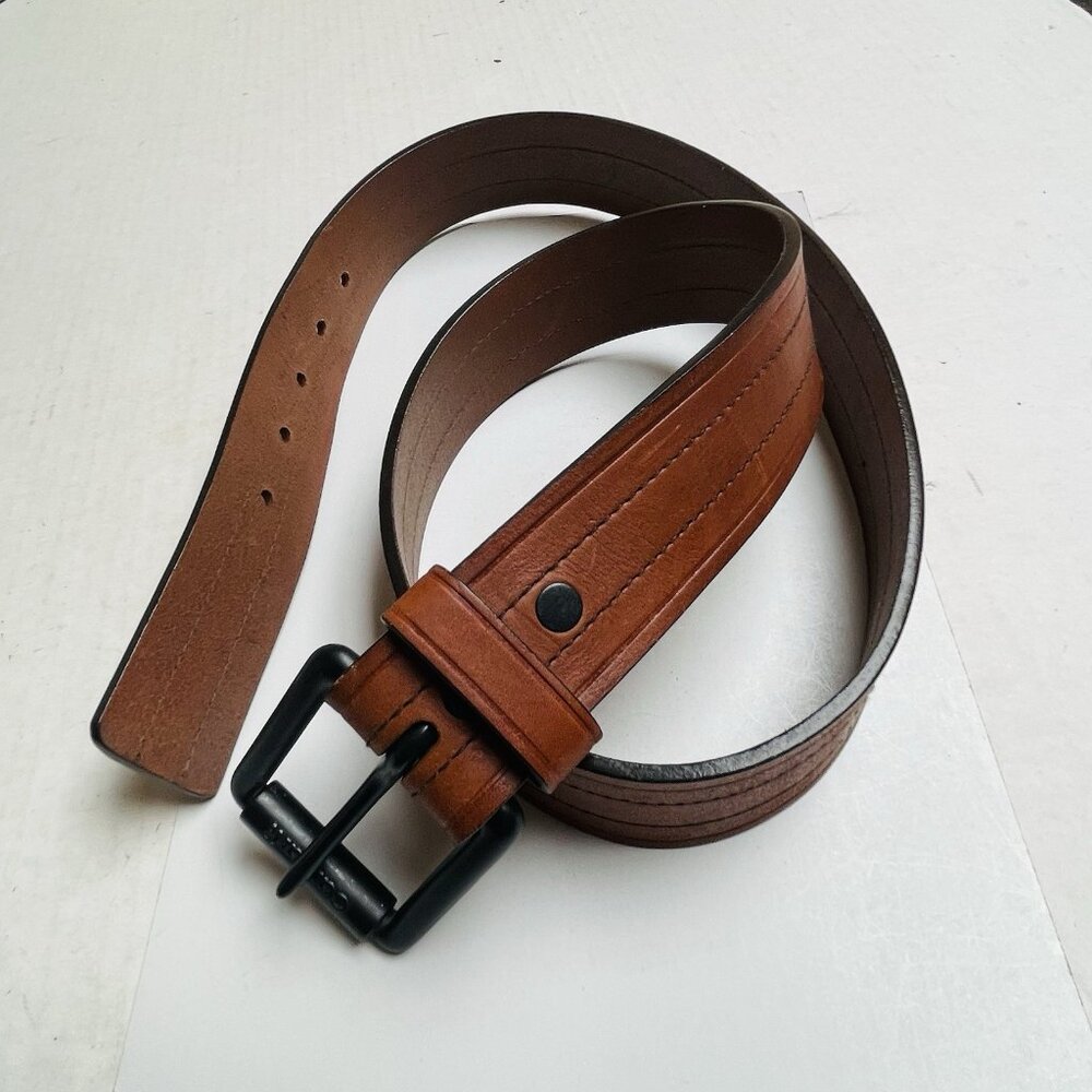 Carhartt Mens 38 Brown‎ Cowhide Genuine Leather Belt Western Workwear